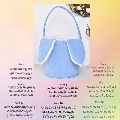 TEMU Easter Corduroy Rabbit Tote Bag With Embroidered Name, Polyester Striped Basket For Use Image