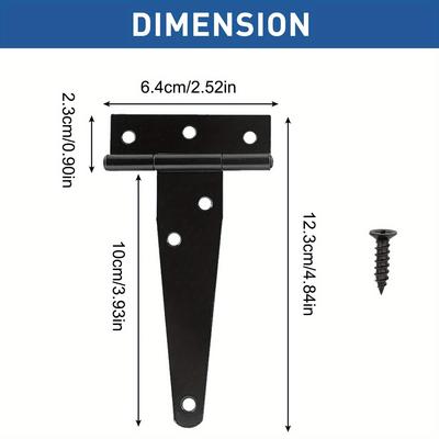 TEMU 4pcs Heavy Duty Barn Door Hinges - Rustproof Wrought Iron, For Sheds, Gates, Fences & More Image