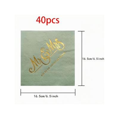 TEMU 20/40/100pcs Sage Green 2-ply Paper Napkins, Design, Wedding, Bridal Shower, Anniversary, Christmas, Easter, Thanksgiving Party Decorations And Table Supplies Image