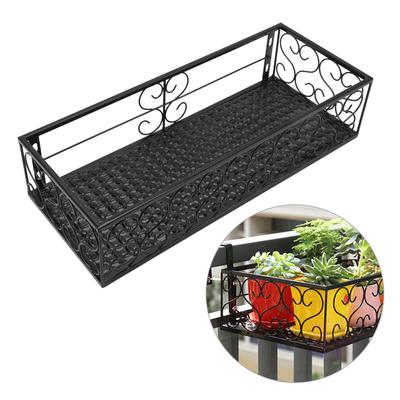 TEMU Keenso Classic Iron Hanging Railing Decorator - Rectangle Outdoor Balcony Flower Stand With Hooks, Multiple Components For Garden, Window, Porch, Patio Holder - Fits 6.5cm Railings Image