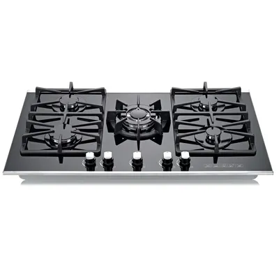 90cm 5 Burner Glass Top Gas Stove Home Appliance Gas Hob Commercial Kitchen Gas Cooker Electric