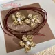 Collana con ciondolo fiore di perla color oro vintage in metallo per donna Collana con colletto rosso a catena Accessori da spiaggia femminili Collana