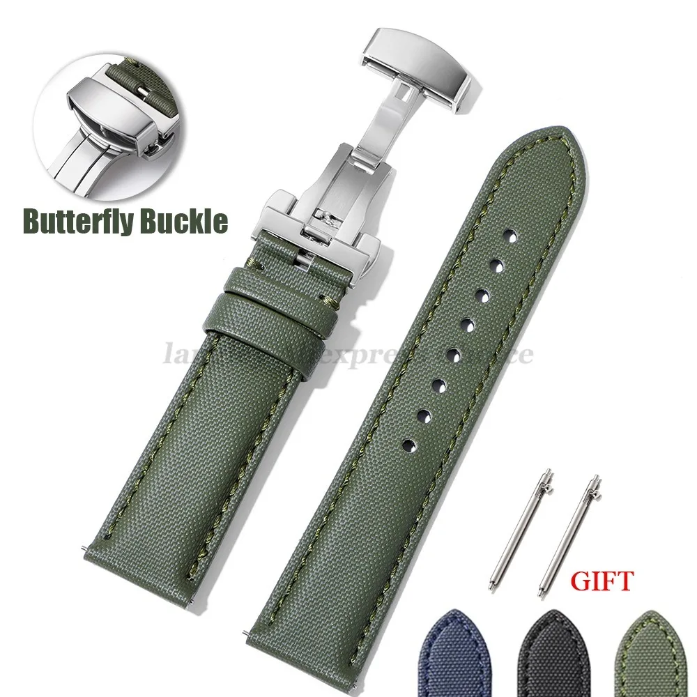 Sailcloth Nylon-Lederarmband für Omega für Blancpain für Seiko Business-Armband 22 mm 20 mm Schmetterlingsschnalle-Nähband Image