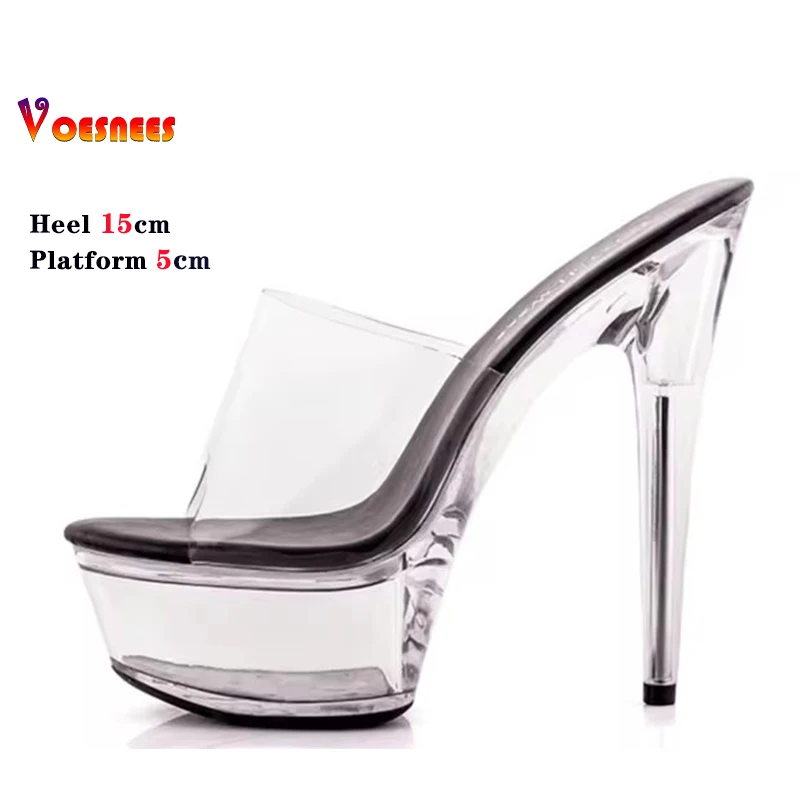 Schuh für Party Club Stripper Heels Frauen Schuhe Plattform High Heels Sandalen klar sexy Pole Dance 15cm hoch plus Größe Hausschuhe