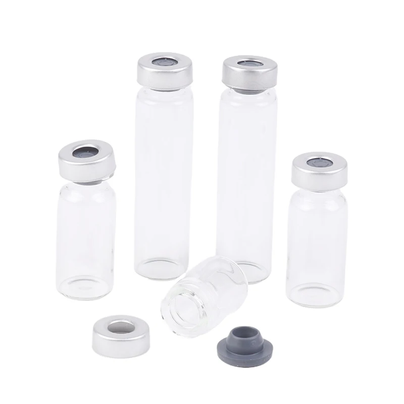 10er Pack 5/10/20ml versiegelte Proben fläschchen transparente Glas fläschchen mit selbst heilender Injektion öffnung Image