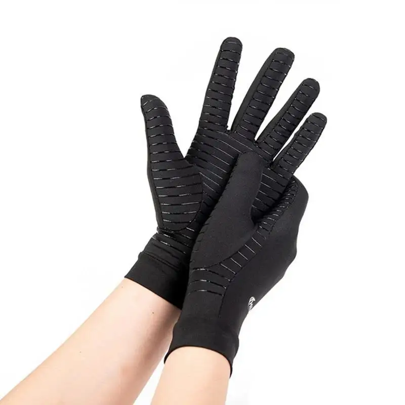 Kompressions-Arthritis-Handschuhe, halbe Finger, Linderung von Kupferionenfasern, Druck, schützende Gelenk-Rehabilitation, Pflege, Training Image