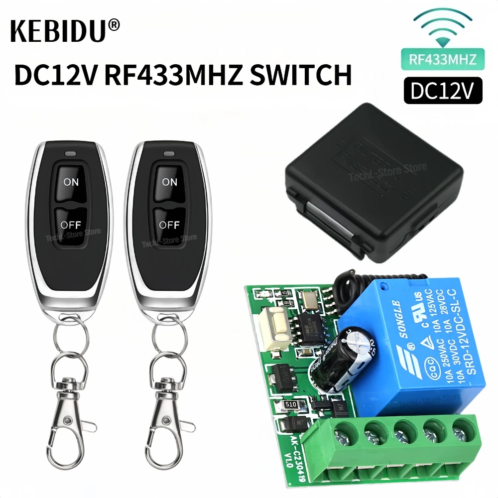 KEBIDU RF 433 Mhz Universal Tor Fernbedienung Schalter 12 V Asking Code Relais Empfänger DIY Mini Modul für Garage tür LED Licht Image