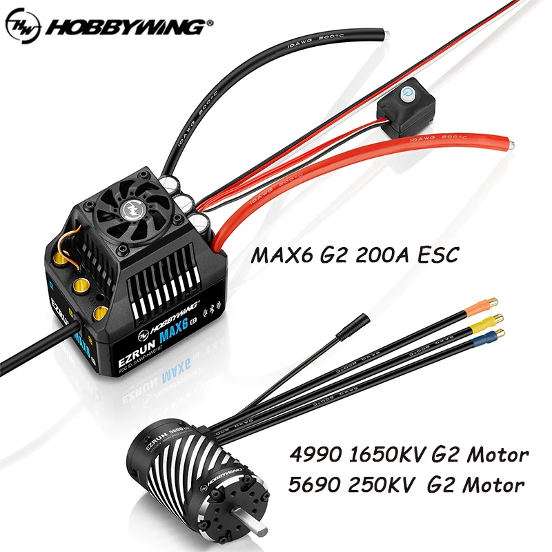 HOBBYWING EZRUN MAX6 G2 ESC Wasserdicht Bürstenlosen 3-8S Lipo 4990SD 1650KV /5690SD-1250KV G2 Motor Combo Für 1/6 1/7 1/8 RC Auto Image
