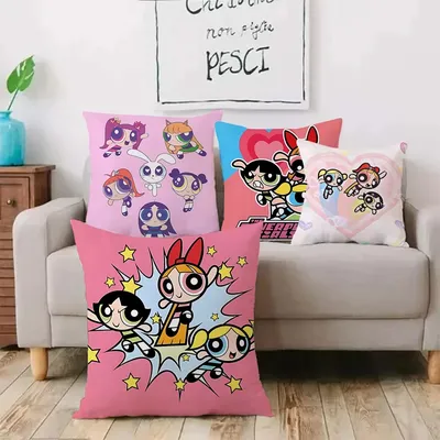 Powerpuff Girls Hot Nette Kissenbezüge Cartoon Sofa Dekorative Hause doppelseitige Druck Kurze Image
