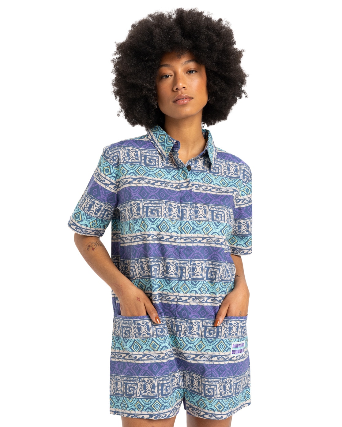 Jerseykleid QUIKSILVER "Pansy", Damen, Gr. M, US-Größen, blau (aqua sky global heat 32x32), 100% Baumwolle, Kleider