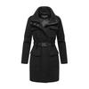 Kurzmantel MARIKOO "Tanokoo", Damen, Gr. S, schwarz, 90% Polyester 10% Viskose, Mäntel, Eleganter Übergangsmantel mit großen Taschen und Stretch-Gürtel