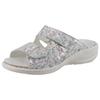 Pantolette WALDLÄUFER "HERIA", Damen, Gr. 7 (40,5), sanftes weiß multi, Nubukleder, geblümt, casual, Schuhe, Sommerschuh, Komfortschuh, Hausschuh in Weite H, mit Klettverschlüsse