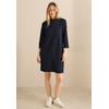 Midikleid CECIL, Damen, Gr. S (38), US-Größen, blau (universal blau), Stoff, 54% Polyester, 38% Baumwolle, 5% Viskose, 3% Elasthan, Strukturmuster, casual, comfort fit knielang, hoch geschlossener Ausschnitt, 3/4-Ärmel Bündchen, Kleider, knielang
