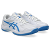 Tennisschuh ASICS "GEL-GAME 10 GS CLAY", Gr. 34,5, weiß, blau coast, Textil, Synthetik, sportlich, Schuhe