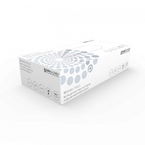 Unigloves PEARL WHITE UK, Nitril, Einmalhandschuh WEISS - 100 Stück : M Image