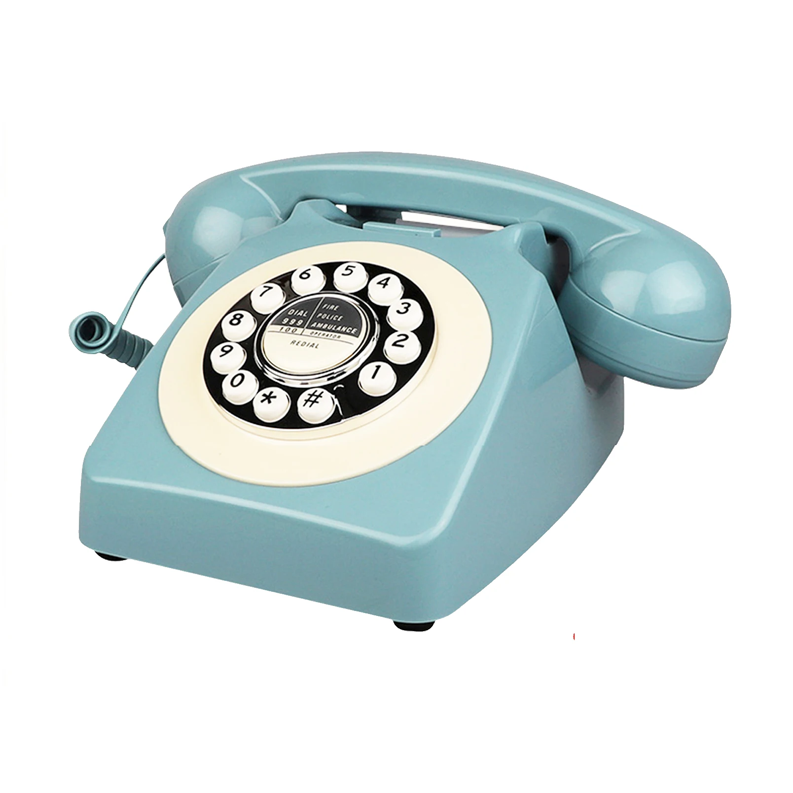 Téléphone filaire rétro bleu pour bureau à domicile, téléphone fixe classique à l