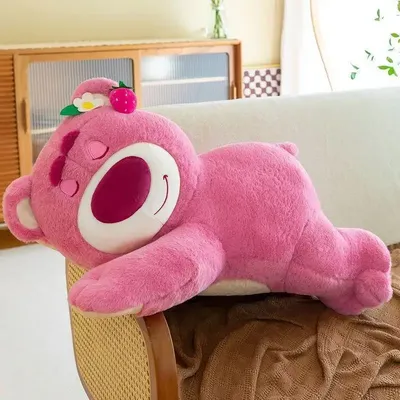 50-90cm MINISO Cute Strawberry Bear Big Plush Toys Pillow Cartoon Plush Doll Girls Kawaii Anime Bear Stuffed Doll for Kids Gifts