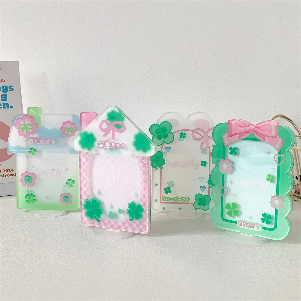 Ins Style Arcylic Photocard Holder Kawaii Cartoon Clover House Photo Frame for 3inch Photo Home Decor Photo Frame Desktop Decor