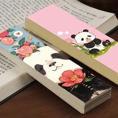 30PCS Cute Panda Bookmark Reading Books Suitcase Annotated DIY Phone Stationary Pages Supplies Cards