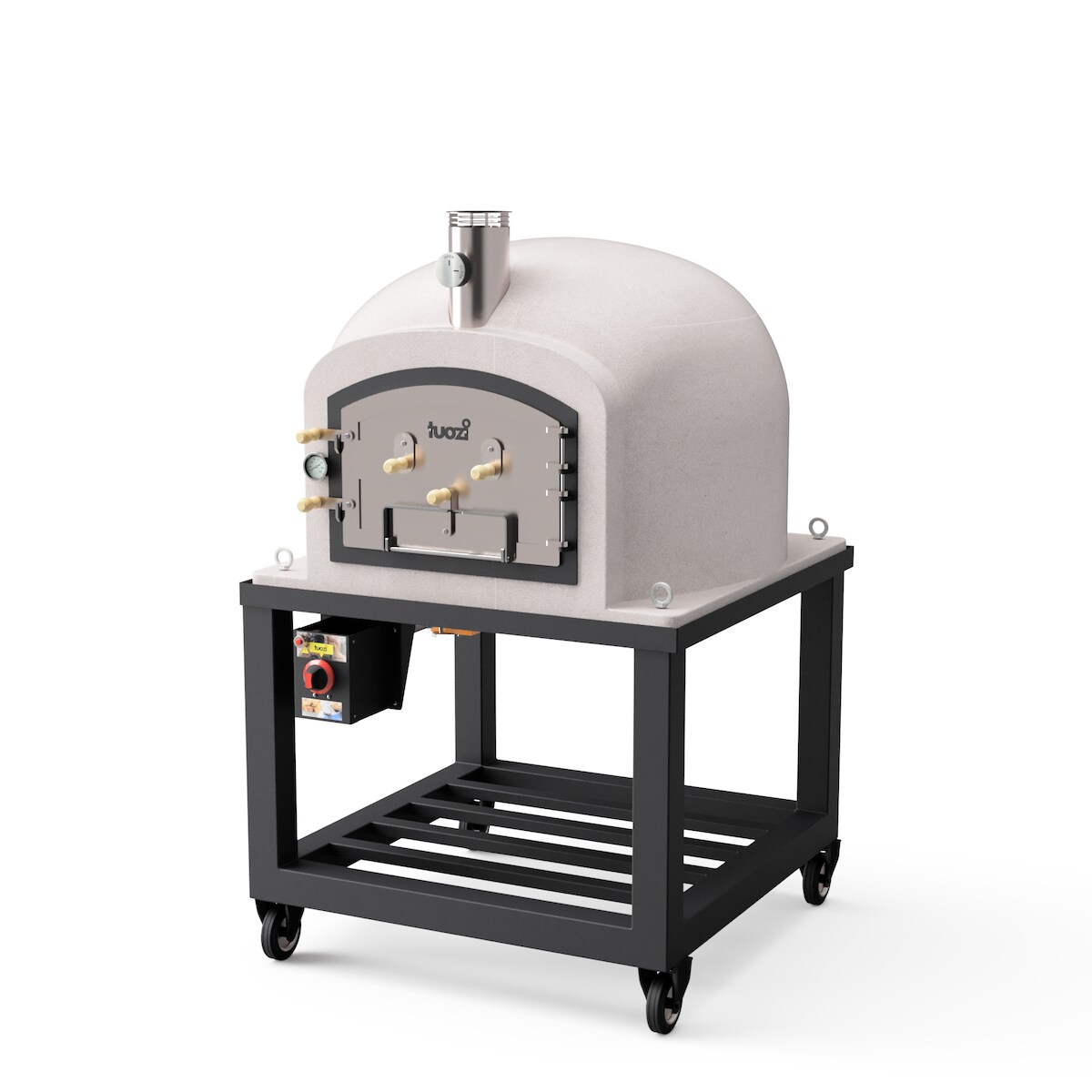 MAESTRO FERRETERO MF - Holzbackofen für den Außenbereich Modell KITAWAY (Weiß - 100 x 100 x 170 cm) – Isoliert mit Kork und 3 Keramikmatten Image