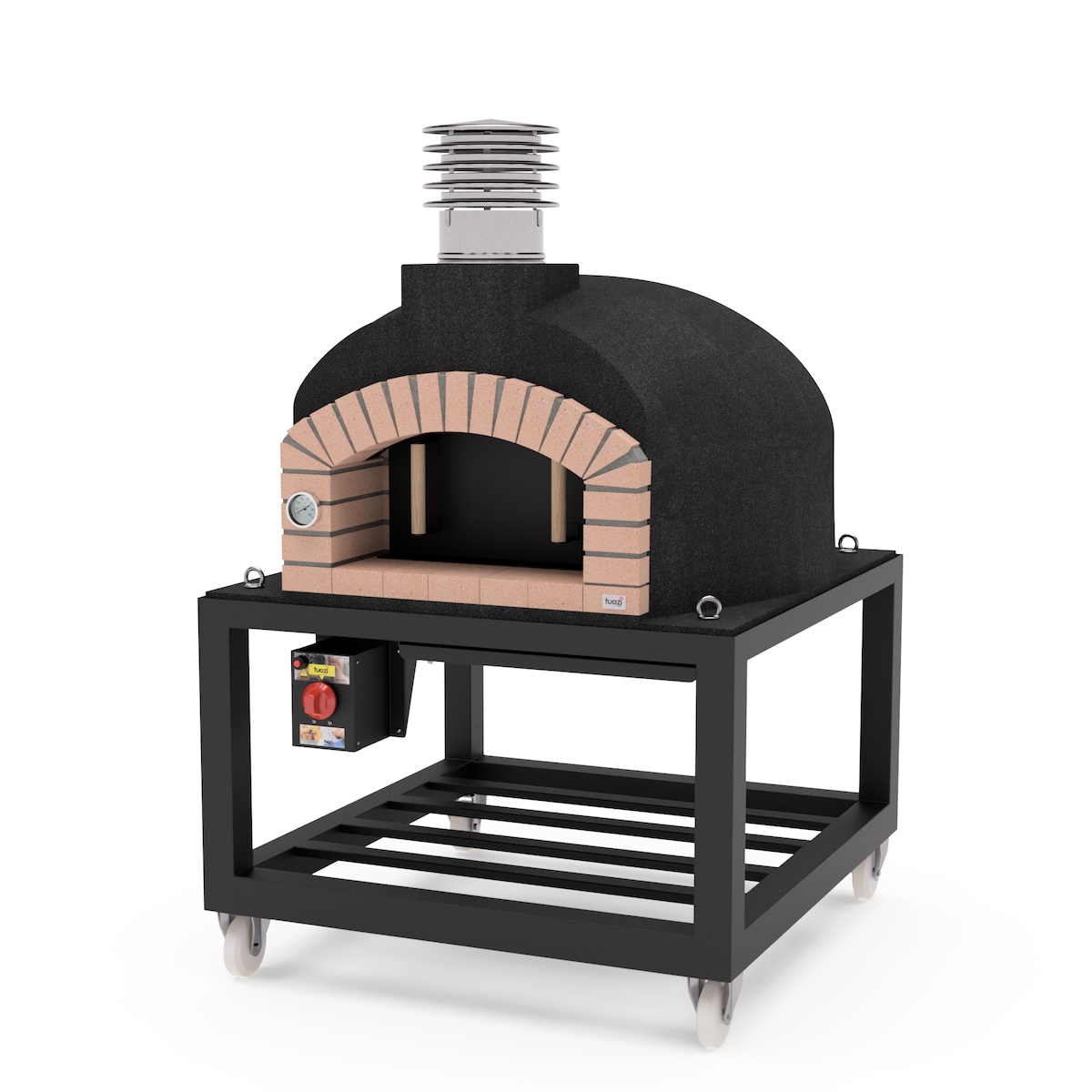 MAESTRO FERRETERO MF - Holzbackofen für den Außenbereich Modell OLYMPUS MONS (Schwarz - 130 x 130 cm) – Isoliert mit Kork und 3 Keramikmatten Image