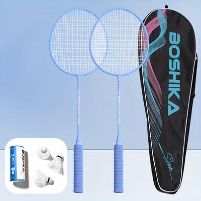 TEMU 2-pack Badminton Rackets Set, , Sponge Handle, Lightweight & , Includes 3 Balls, Options