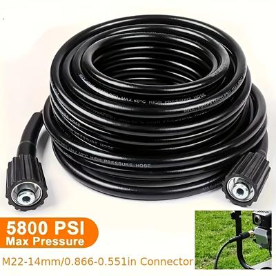 TEMU 50ft High-pressure Washer Hose - 5800 Psi, & Weather-resistant For Effortless Cleaning - Fits Most Electric & Gas Pressure Washers