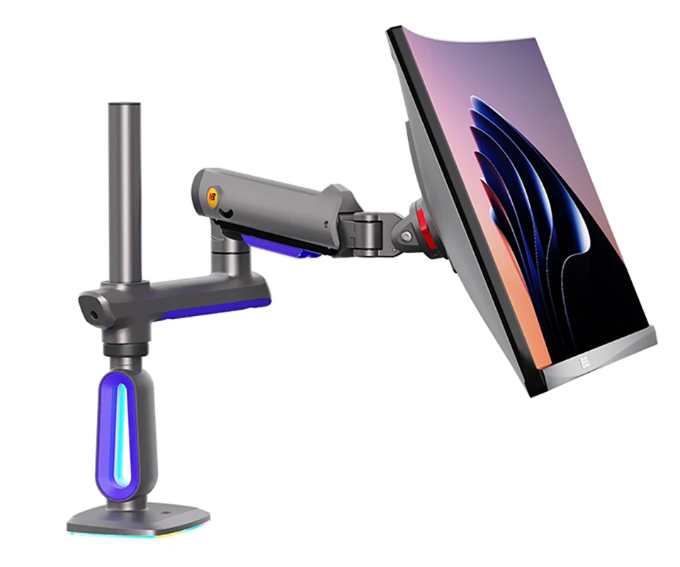 NB G80 F7 E7 Gaming-Monitorarm, 32–60 Zoll, gebogener Lichtbogengitter, Desktop, 2–20 kg, ultrabreite Monitorhalterung mit RGB-Licht Image