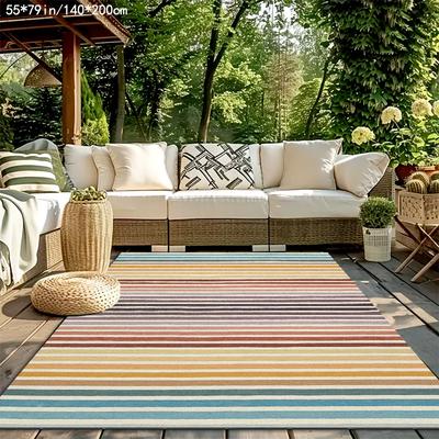 TEMU + Dot Plush Bottom + 700g Fresh Pattern Mat, Outdoor Rugs Suitable For Garden, Patio, Camping, Balcony, Machine Washable, Outdoor Mat Image