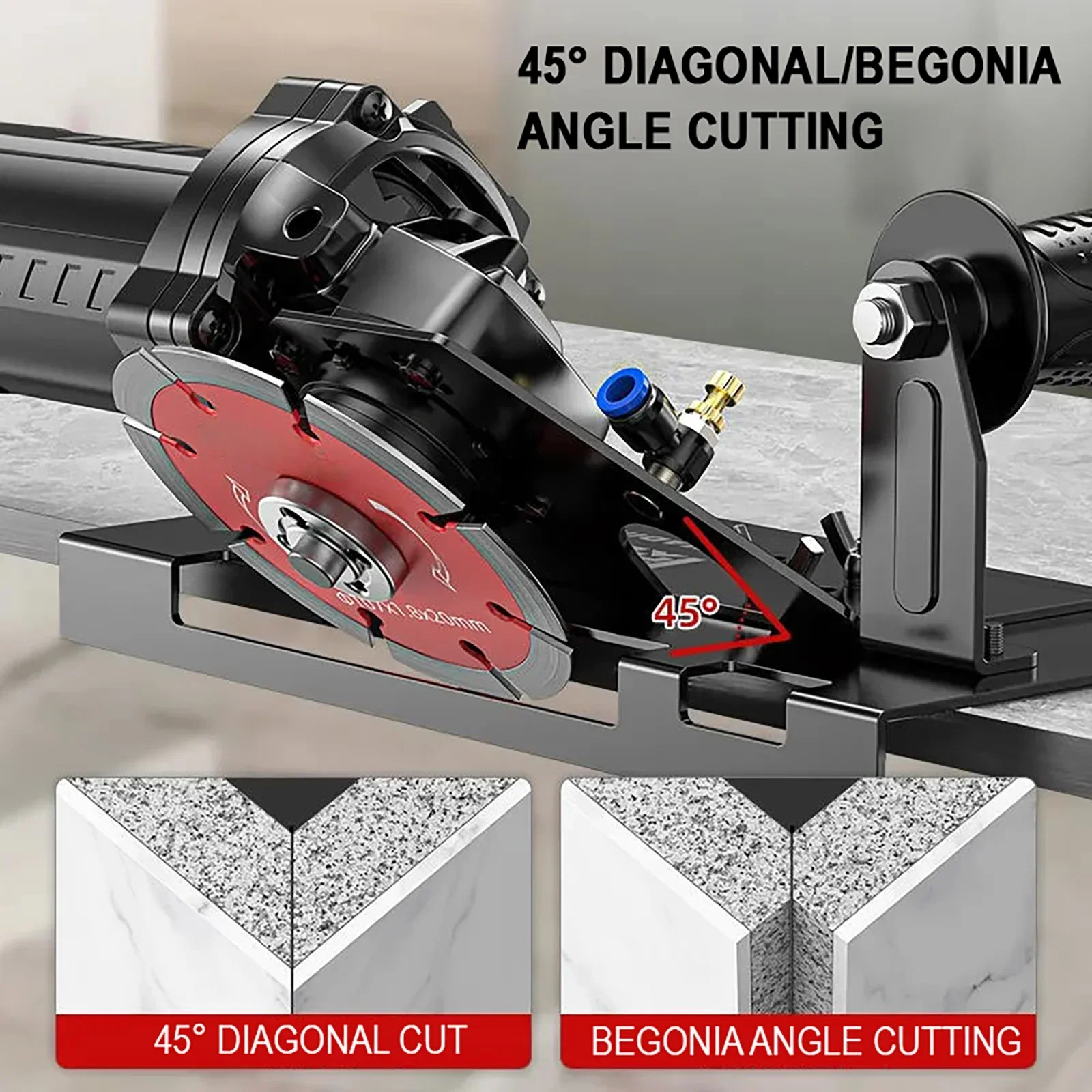 45 ° Winkelschleifer, Anfashalterung, zum Schneiden von Fliesen, Anfaswerkzeug mit Staubschutz, rutschfester Griff zum Schneiden von Fliesen/Holz/Steinen Image