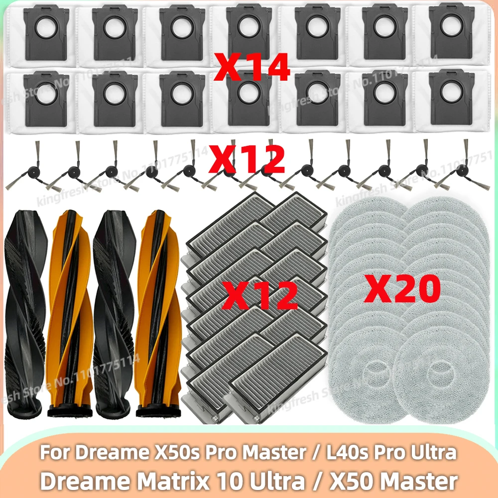 Passend für ( Dreame Matrix 10 Ultra / Matrix10 Ultra/ Dreame X50 Master /X50s Pro Master / L40s Pro Ultra/ X50s Pro Ultra ) Staubsaugerteile Hauptbürste Seitenbürste HEPA-Filter Wischmopp-Tuch Image