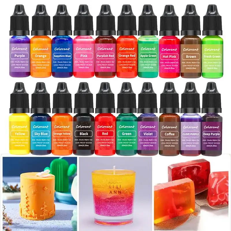 20 Farben Kerzen farbstoffe Pigment Aroma therapie flüssiges Farbstoff pigment DIY Kerzen form Seifen farbe handgemachtes Kunst handwerk Harz pigment Image