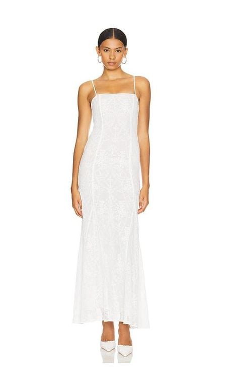 Caesarea Embroidered Maxi Dress - White - LOBA Dresses