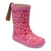 Gummistiefel BISGAARD "fashion Weite: normal", Kinder, Gr. 30, peace on earth pinky, Gummi, gemustert, casual, Schuhe, Matschstiefel mit Print, Größenschablone zum Download