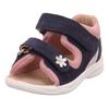 Sandale SUPERFIT "POLLY WMS: mittel", Kinder, Gr. 26, bunt (dunkelblau, rosa), Nubukleder, sportlich, Schuhe, Lauflernschuh, gepolst. Fersenbereich, Größenschablone zum Download
