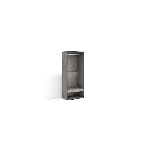 SKRAUT HOME Offener Kleiderschrank, Kleiderbügel mit Einlegeböden, 60x35x145 cm, Schlafzimmer, Kleidung, Schuhe, Moderner Stil, Zementgrau - 439_1