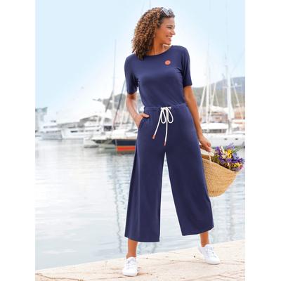 Jumpsuit CASUAL LOOKS, Damen, Gr. 40, Normalgrößen, blau (marine), 95% Viskose, 5% Elasthan, unifarben, Kurzarm, Overalls Image