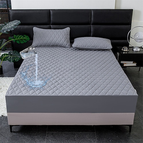 Queen Volle King Schutzbettbezug Wasserdichter Matratzenprotektor Gequilteter Matratzenauflage Bettprotektor Dickes Bettbezug Rutschfest Passendes Bettlaken mit tiefem Pocket Geräuschlos Hypoallergen Image