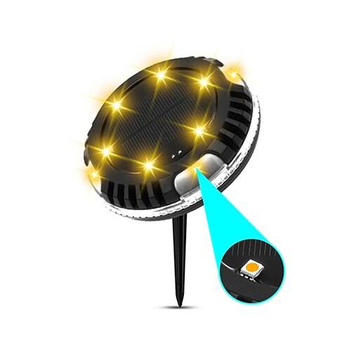 Solar-Bodenleuchten für den Außenbereich, Garten, Hof, Terrasse, Scheibenlicht, mehrfarbig, automatisch wechselnde 10 LEDs, wasserdichte, in den Boden eingelassene Landschaftsbeleuchtung Image