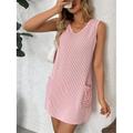 Damen kleid lang Casual kleid Tank-Top Kleid Stilvoll Brautkleider schlicht Urlaub Casual Täglich Regular Fit Glatt Ärmellos V Ausschnitt Rosa Dunkelgray Grau Sommer Frühling