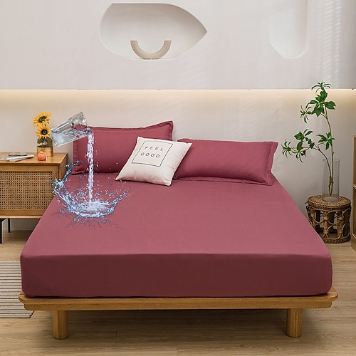 Queen Voll König Schutzbettbezug Wasserdichter Matratzenschoner Fitted Wasserdichtes Blatt Bettprotektor Matratzenbezug 360°All-Paket Tiefe Tasche Ultra-weiches Spannbettlaken Atmungsaktiv Image