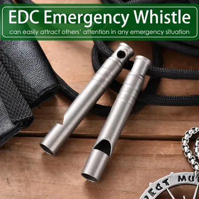 Outdoor Titanium Emergency Whistle Survival Safety MINI Whistle EDC Whistle Necklace Hiking Camping