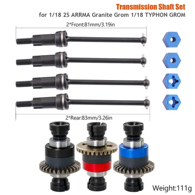 CVD Shaft Wheel Nut 30T Differential Assembly for 1/18 ARRMA 2S GRANITE GROM & TYPHON GROM RC Car