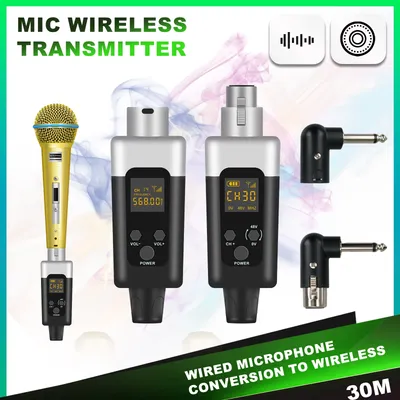 48V/0V Professional Wireless XLR Microphone Transmitter and Receiver Kit - Rechargeable, Compact,
