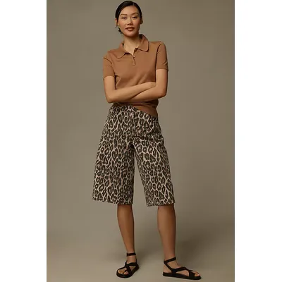Pilcro Cheetah-Print Bermuda Shorts