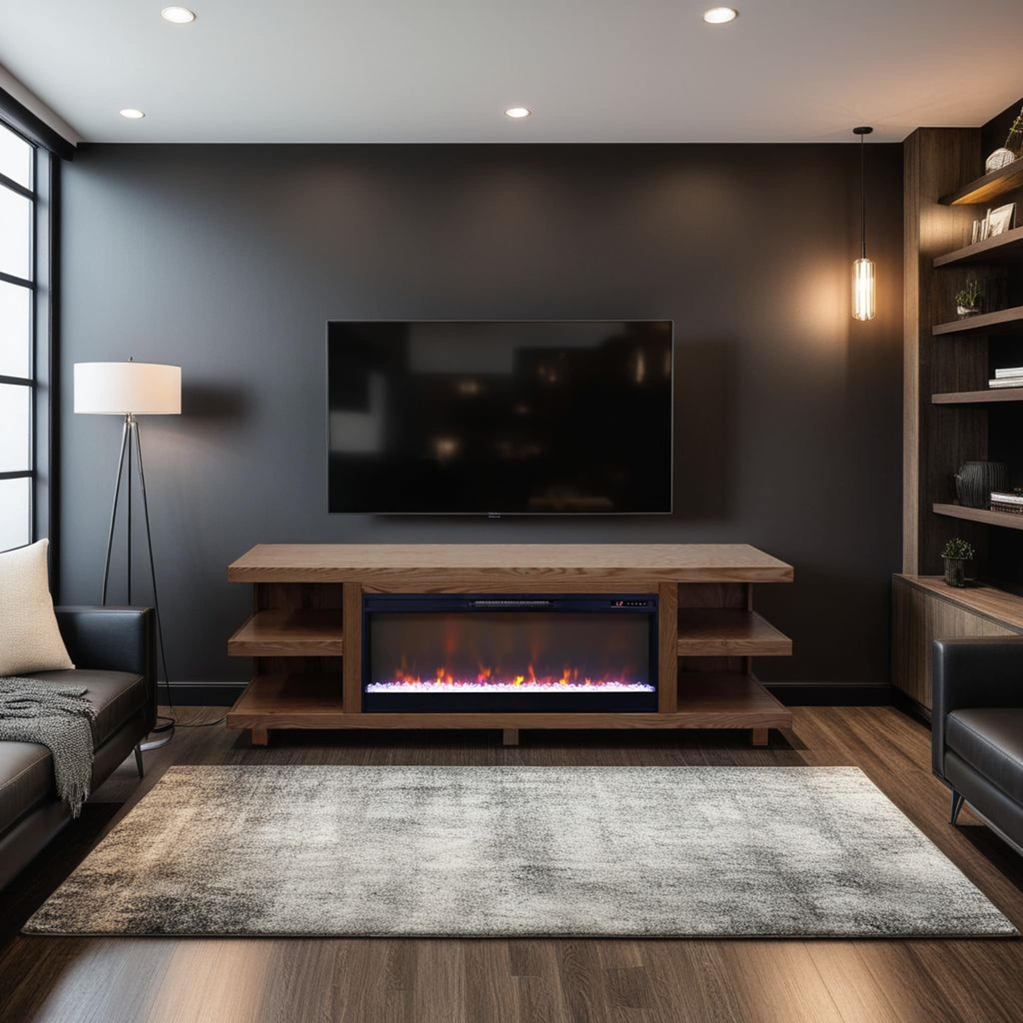 Bridgevine Home Laurel Canyon 82 inch Fireplace TV Stand for TVs up to 90 inches, Minimal Assembly