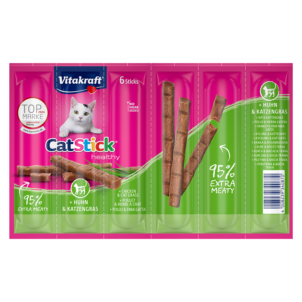 12x6g Chicken & Cat Grass Vitakraft Mini Cat Sticks