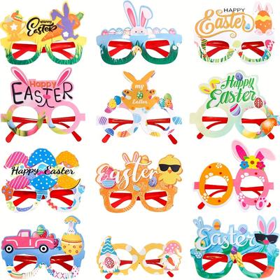 TEMU 12pcs, Easter Eyeglasses Frame Decoration Holiday Party Decorations Rabbit Egg Chick Eyeglasses Frame, Photo Props, Spring Party Favor