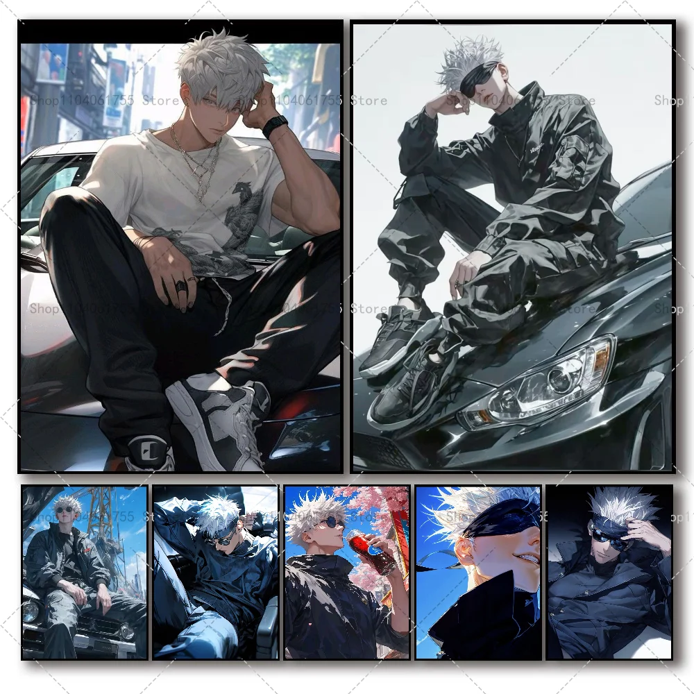 1pc Anime Gojo Poster selbst klebende Kunst wasserdichten Papier Aufkleber Kaffeehaus Bar Zimmer Wand dekoration Image