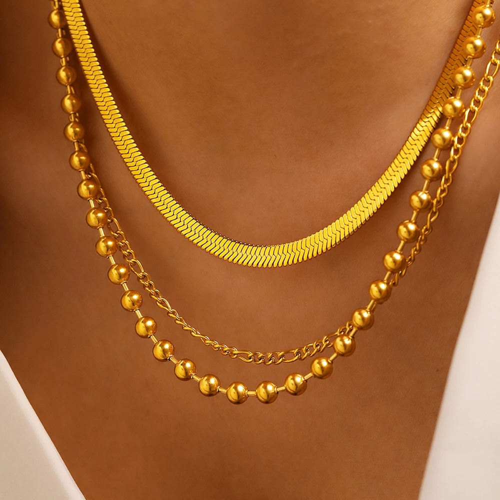 Edelstahl Halskette minimalist ische klassische Klinge und runde Kette nicht verblassende hochwertige Halskette für Frauen Schmuck Party Wear Image